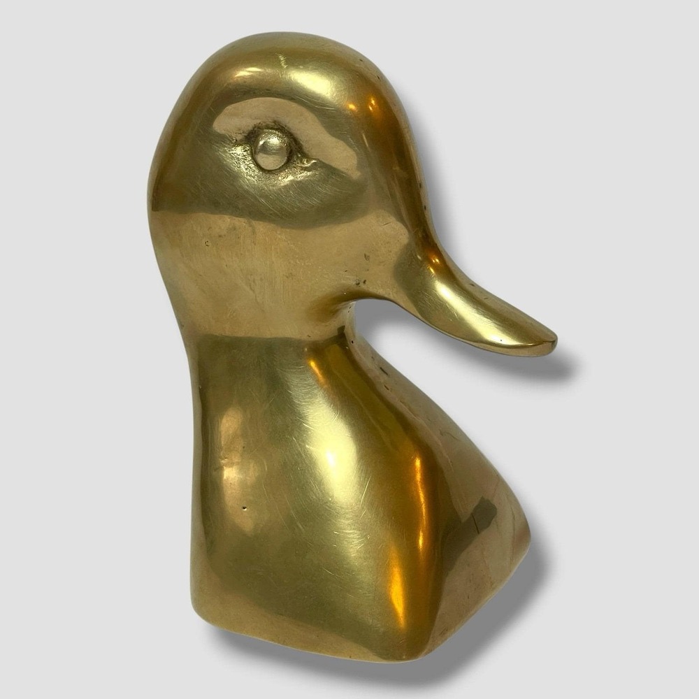 Vintage Brass Duck Head 5" Bookend Country Cottage Grandmacore Farmhouse Decor